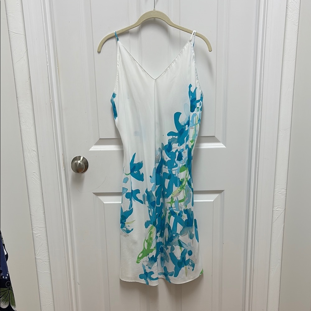 Natori Turquoise and Green Abstract Slip Dress - size Large‎